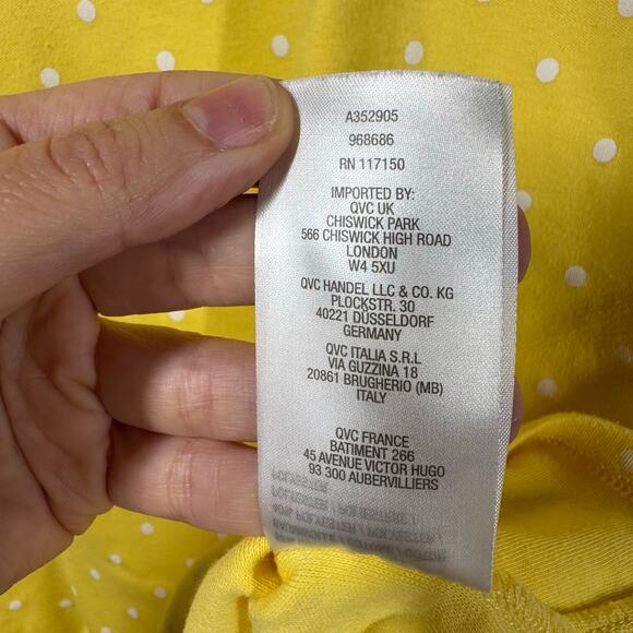 Quacker Factory Top Women 1X Yellow Polka Dot Tshirt Bling Short Sleeve Spring - Picture 5 of 8
